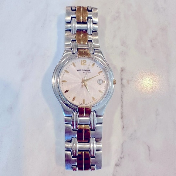 Whittnauer Mens Two Tone Swiss Watch-Sapphire Crystal, Stainless Steel Case-35mm - Picture 3 of 14